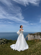 Coralie | Two-Piece Taffeta A-Line Wedding Dress with Detachable Sleeves