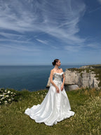 Coralie | Two-Piece Taffeta A-Line Wedding Dress with Detachable Sleeves