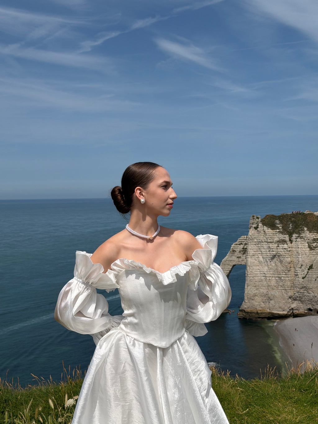 Coralie | Two-Piece Taffeta A-Line Wedding Dress with Detachable Sleeves