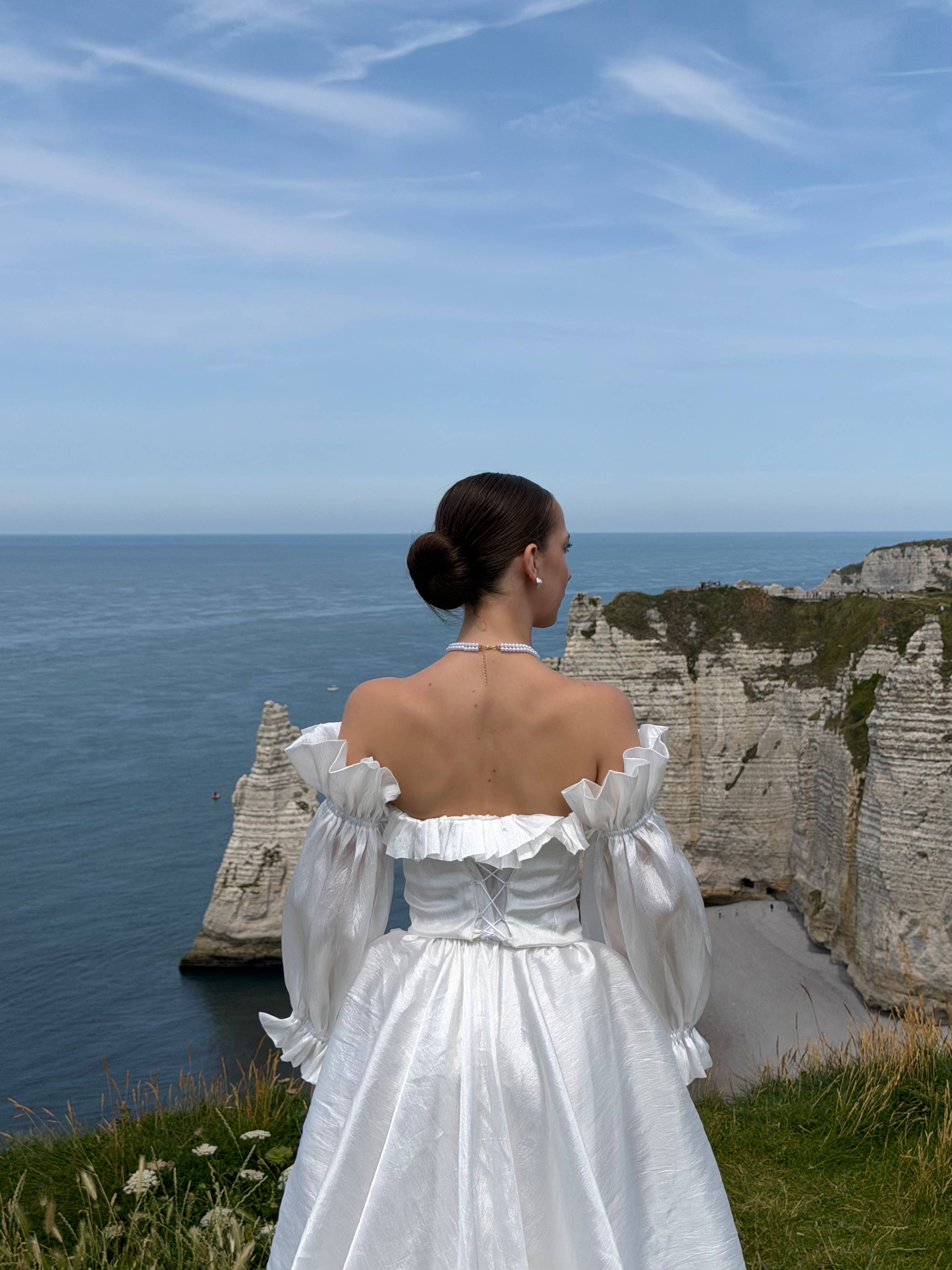 Coralie | Two-Piece Taffeta A-Line Wedding Dress with Detachable Sleeves