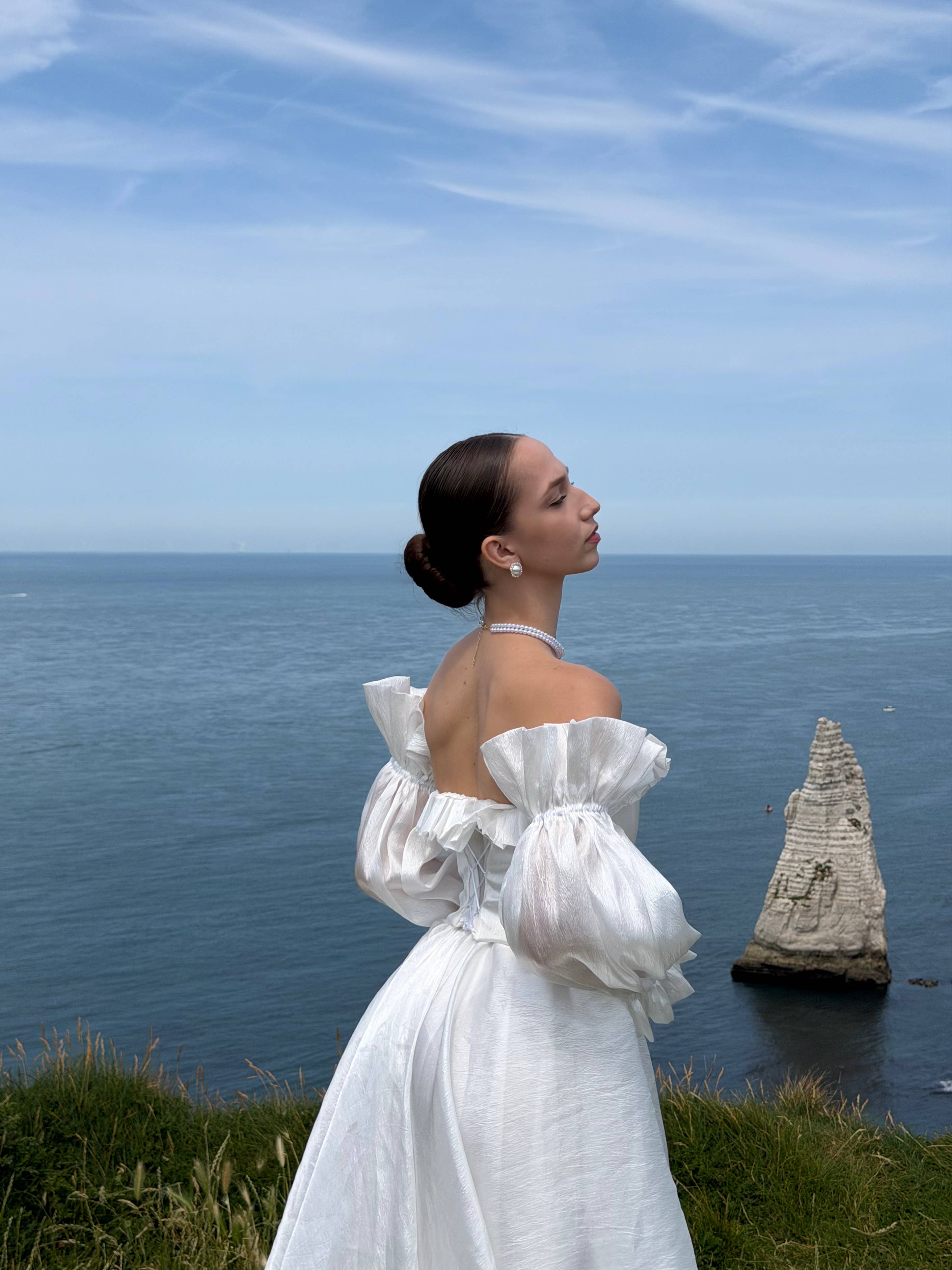 Coralie | Two-Piece Taffeta A-Line Wedding Dress with Detachable Sleeves