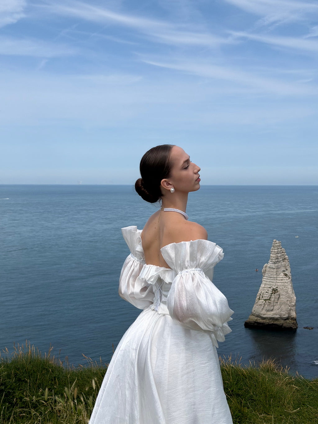 Coralie | Two-Piece Taffeta A-Line Wedding Dress with Detachable Sleeves