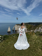 Coralie | Two-Piece Taffeta A-Line Wedding Dress with Detachable Sleeves