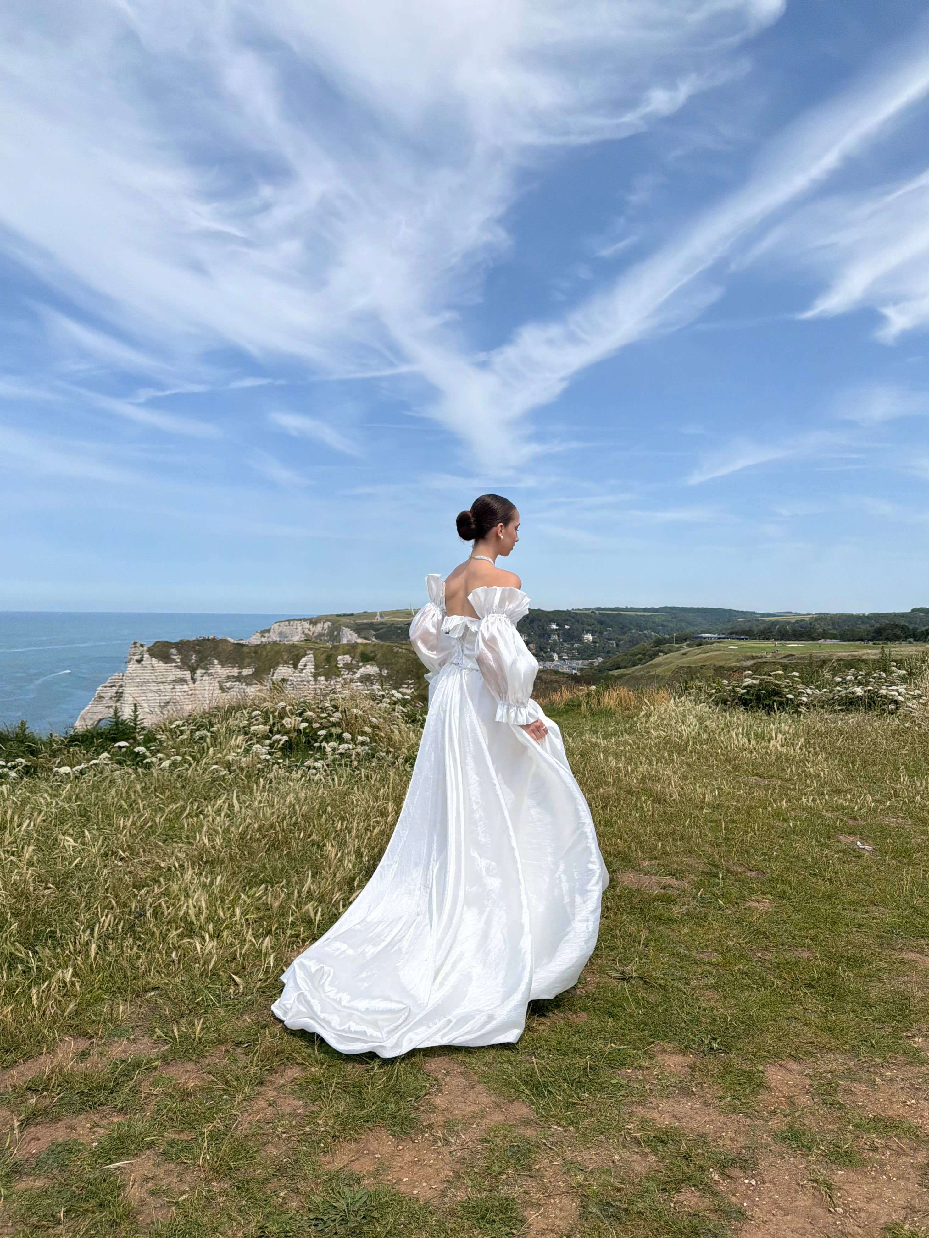 Coralie | Two-Piece Taffeta A-Line Wedding Dress with Detachable Sleeves