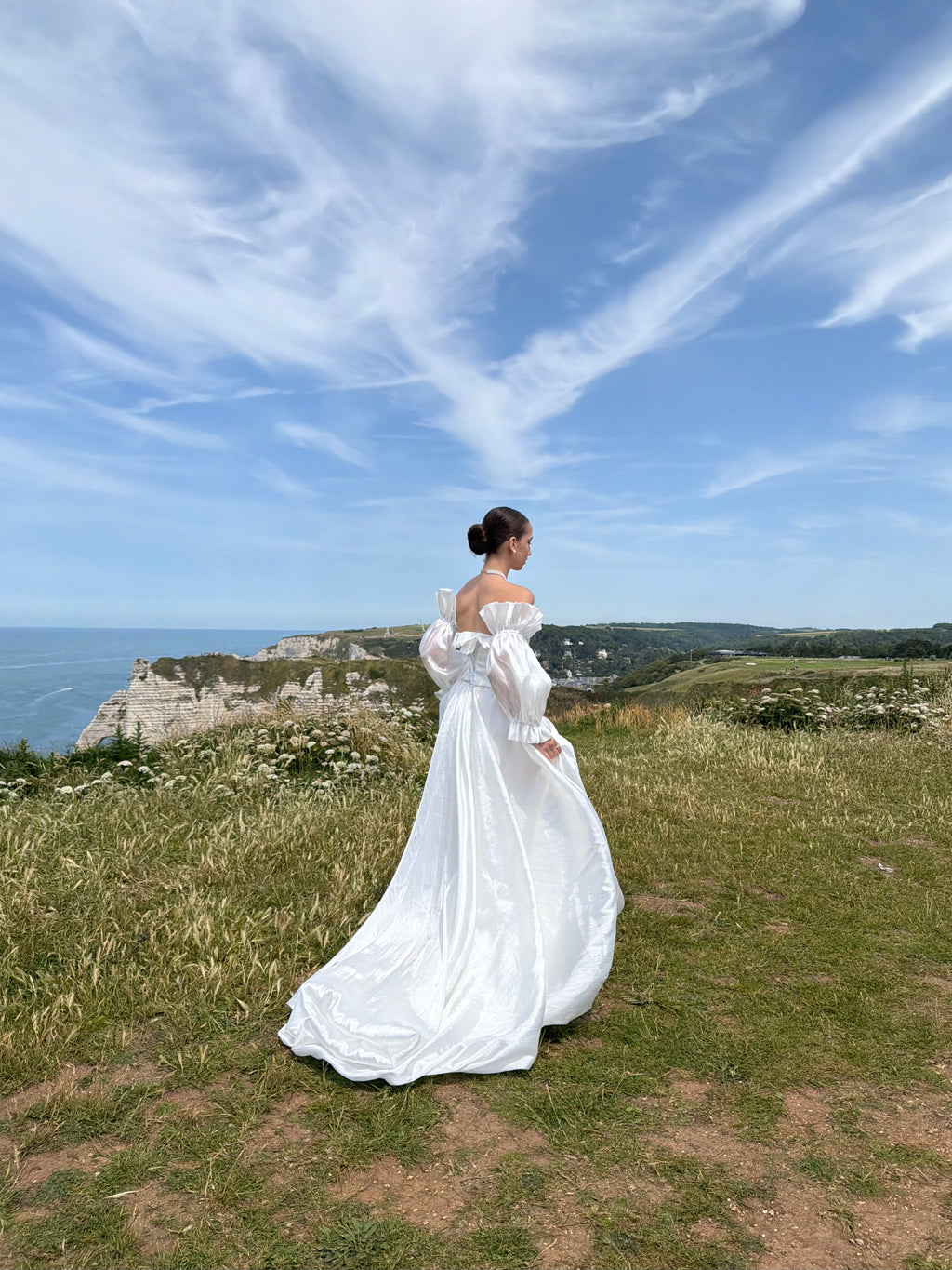 Coralie | Two-Piece Taffeta A-Line Wedding Dress with Detachable Sleeves