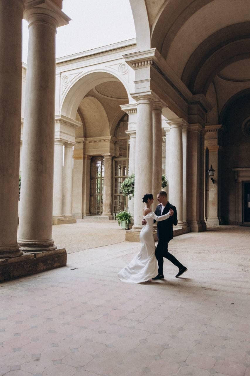 Cowl Neck Wedding Dress, Off-Shoulder Satin Bridal Gown, Long Sleeve Fitted Mermaid, Low Back Lace-Up Corset, Sweep Trai