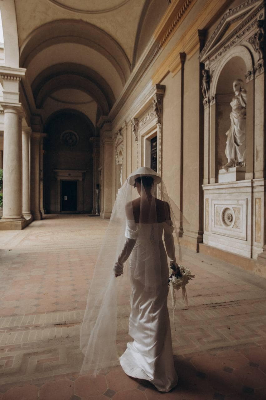 Cowl Neck Wedding Dress, Off-Shoulder Satin Bridal Gown, Long Sleeve Fitted Mermaid, Low Back Lace-Up Corset, Sweep Trai