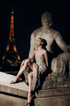 Glimmer | Strapless Nude Sheer Mesh Couture Dress with Silk and Swarovski Accents, Body‑Hugging See‑Through Gown, Custom