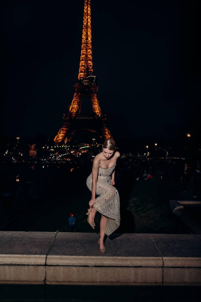 Glimmer | Strapless Nude Sheer Mesh Couture Dress with Silk and Swarovski Accents, Body‑Hugging See‑Through Gown, Custom