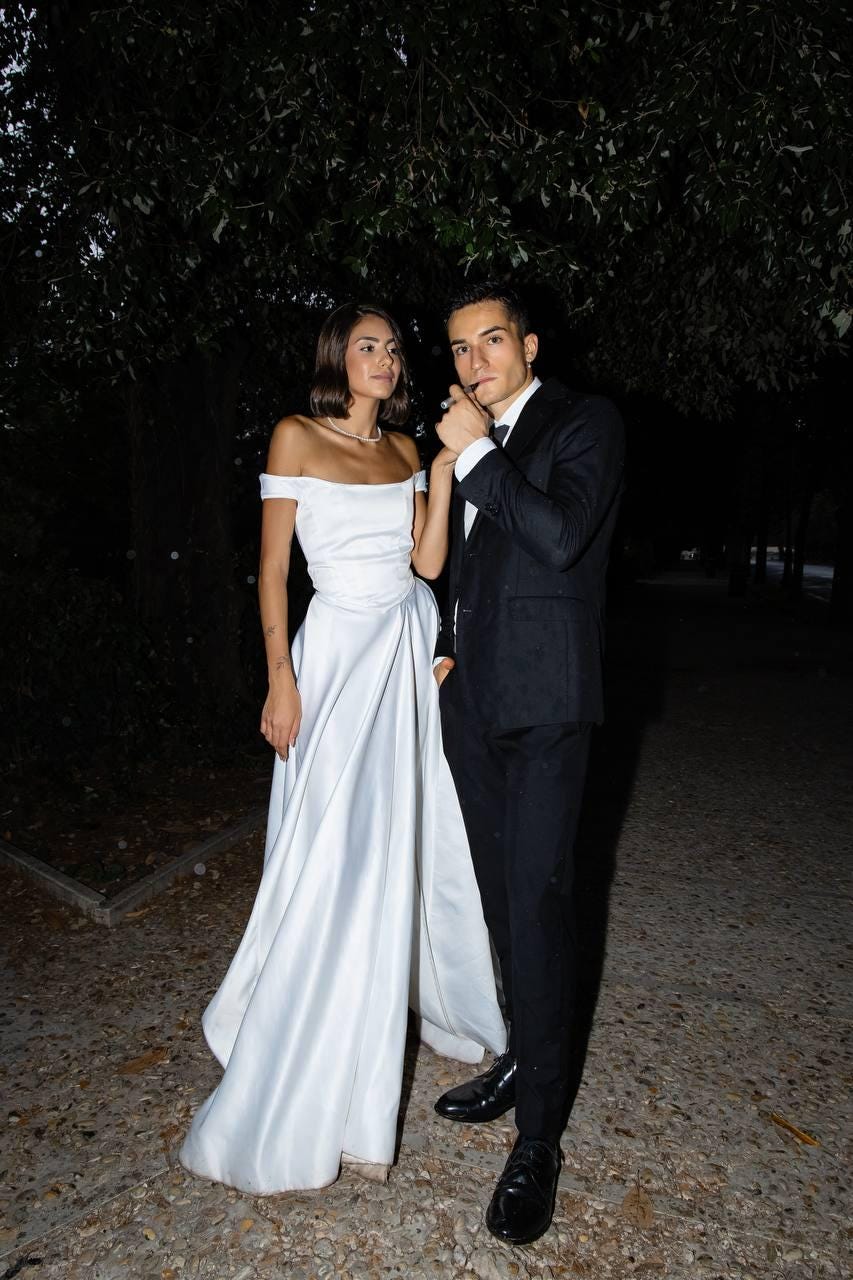 Draped Wedding Dress, Off-Shoulder Satin A-Line Corset Gown, Custom