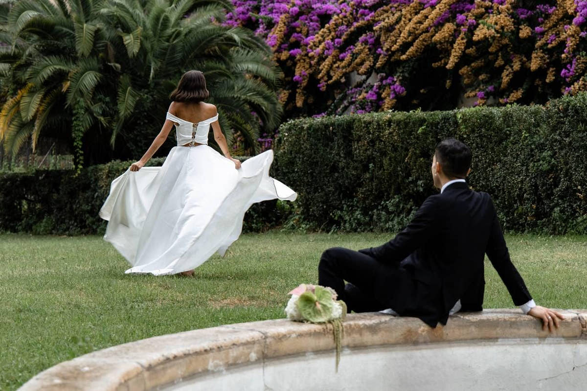 Draped Wedding Dress, Off-Shoulder Satin A-Line Corset Gown, Custom