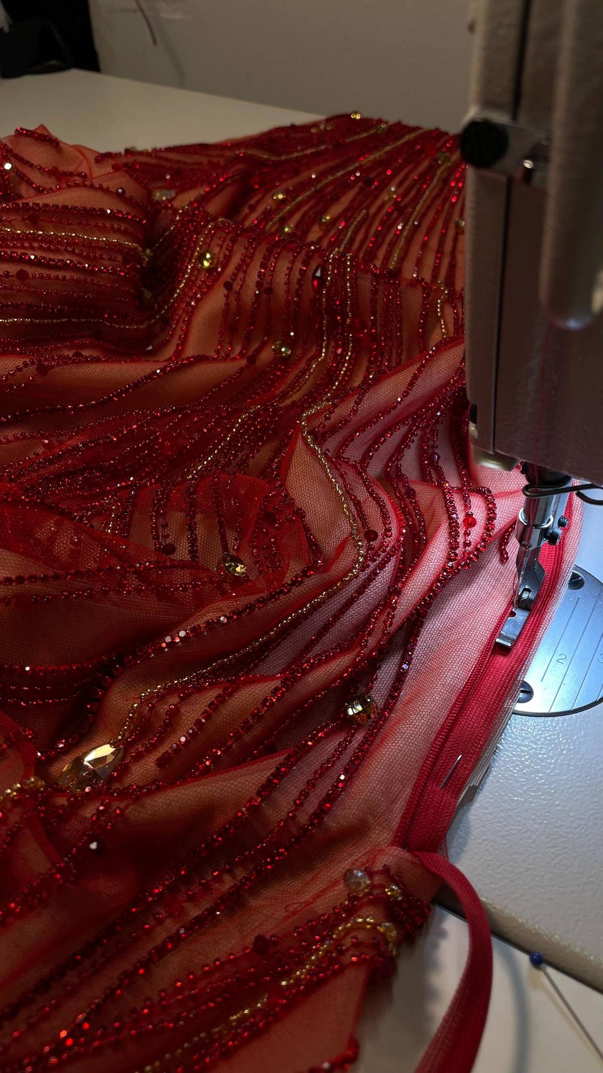 Inferno | Handmade Haute Couture Evening Dress with Silk & Swarovski Crystals, Sculpted Silhouette and Luxury Red‑Carpet