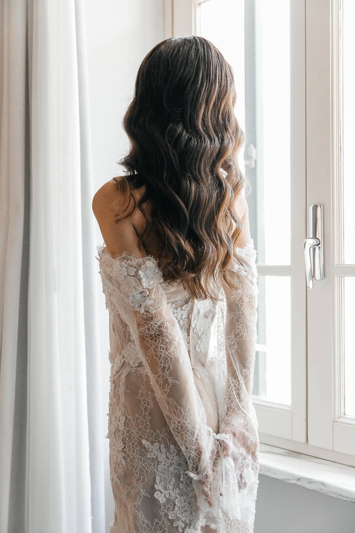 Off-Shoulder Lace Mermaid Wedding Dress, Sheer Corset Bridal Gown with 3D Flowers, Custom
