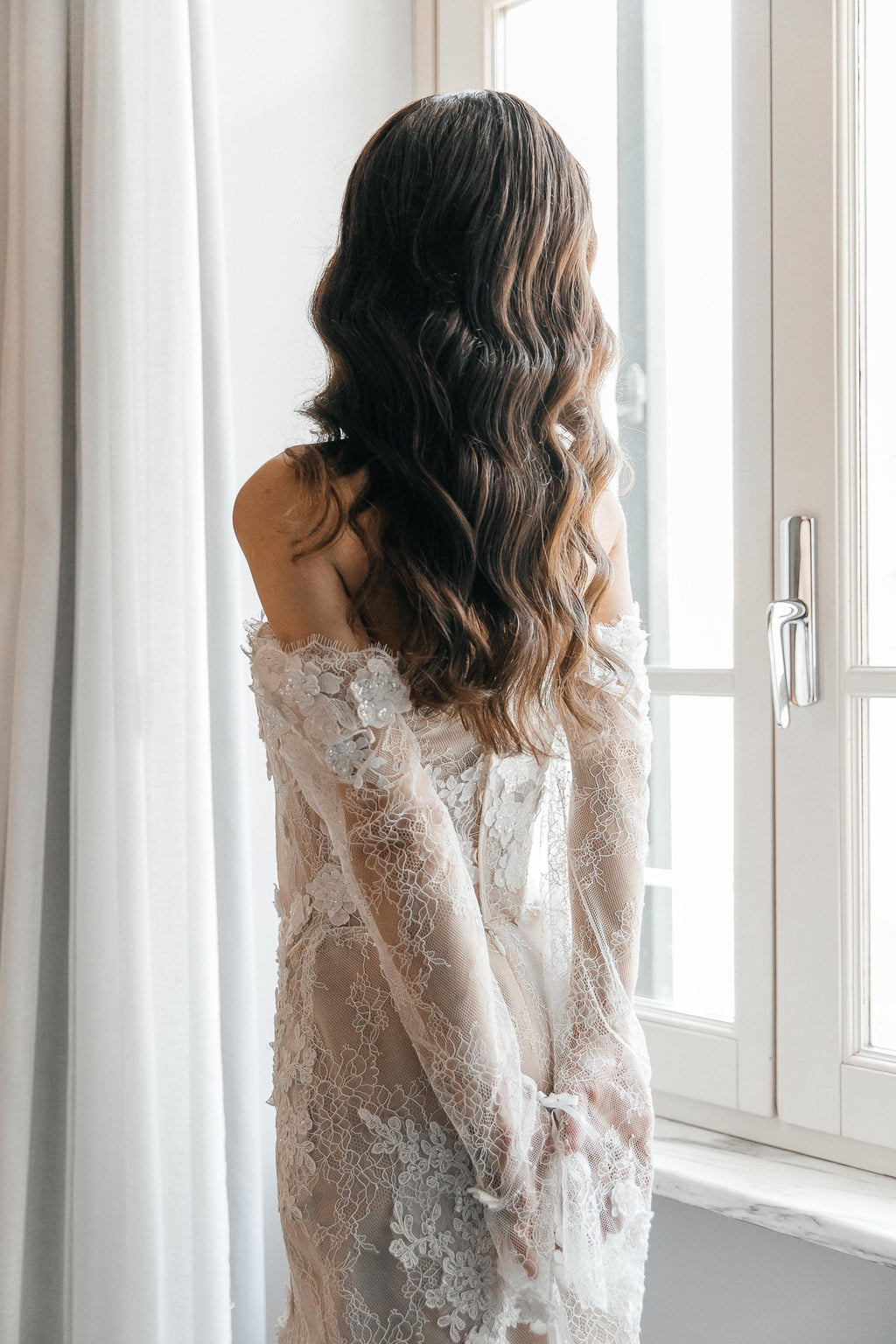 Off-Shoulder Lace Mermaid Wedding Dress, Sheer Corset Bridal Gown with 3D Flowers, Custom