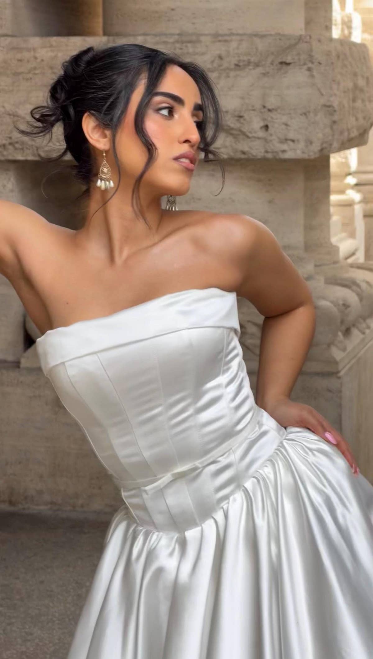 Plus Size Wedding Dress, Backless Satin A-Line Corset Gown, Custom Made