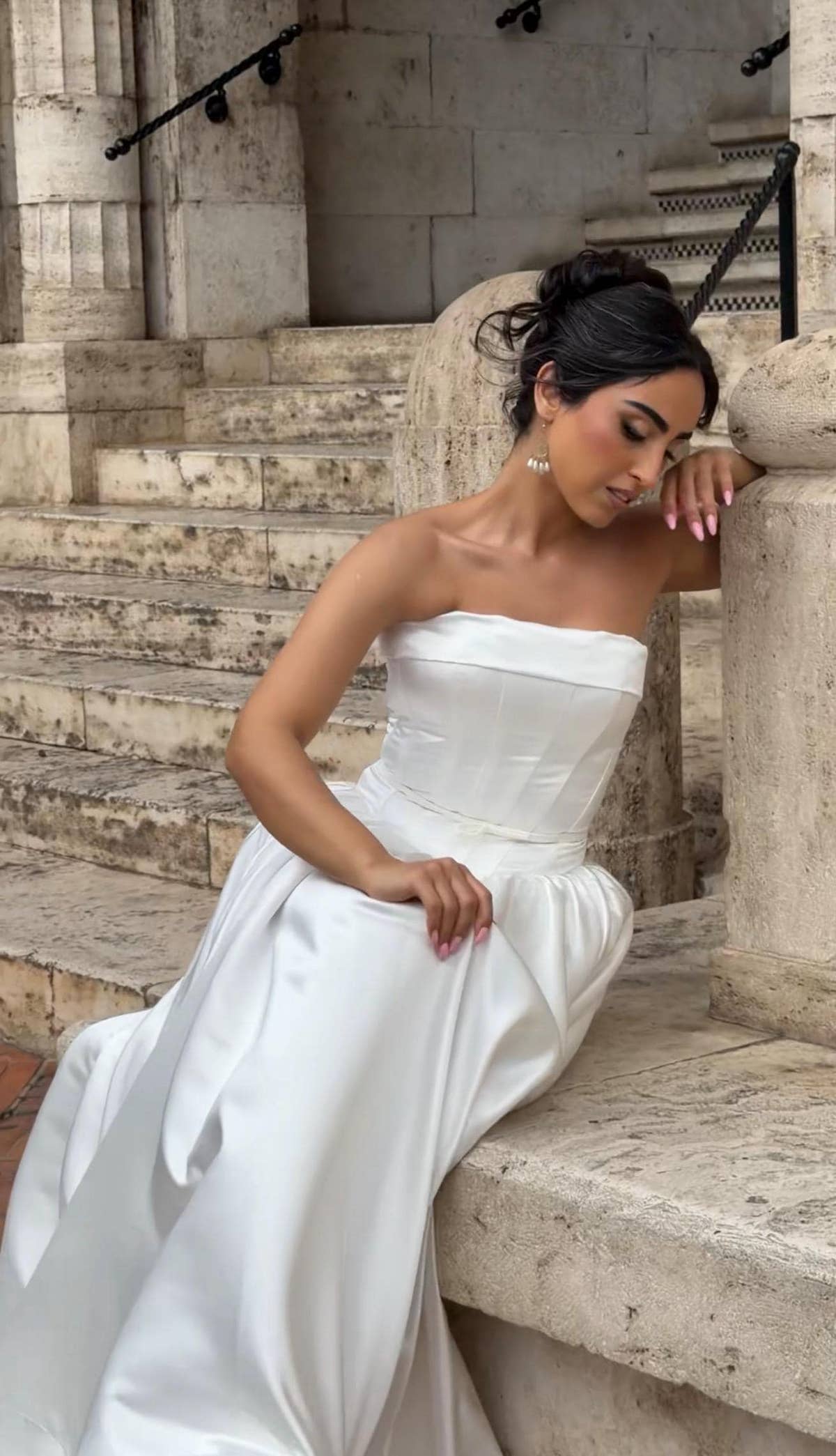 Plus Size Wedding Dress, Backless Satin A-Line Corset Gown, Custom Made