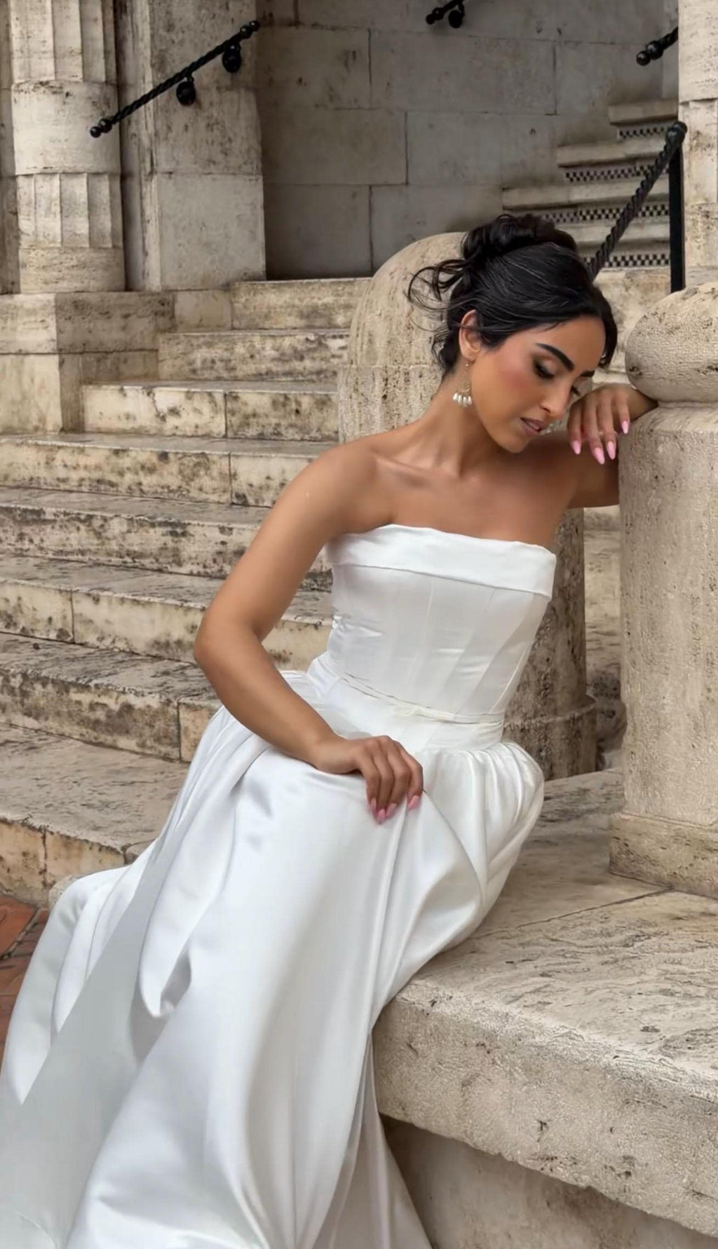 Plus Size Wedding Dress, Backless Satin A-Line Corset Gown, Custom Made