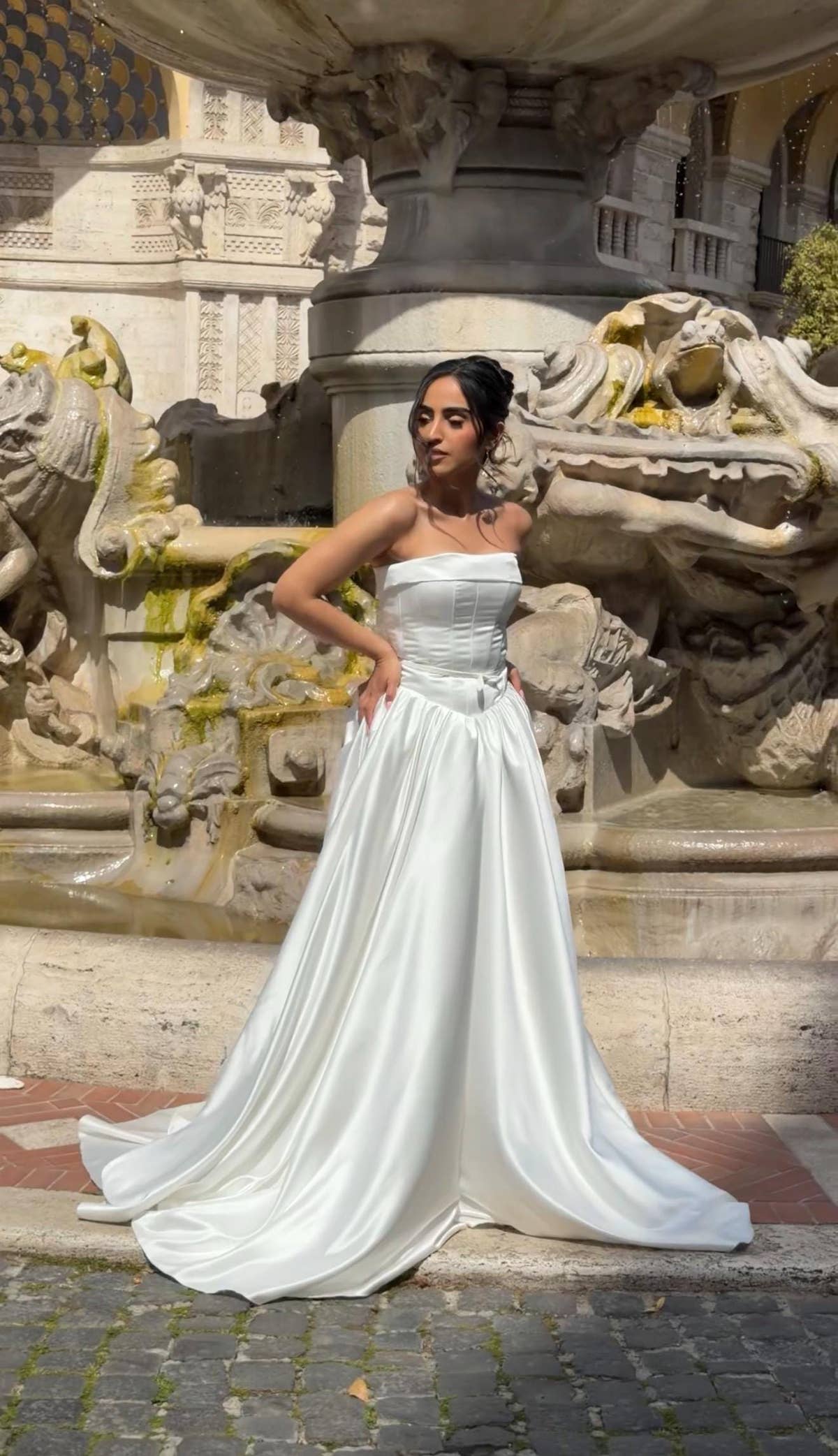 Plus Size Wedding Dress, Backless Satin A-Line Corset Gown, Custom Made