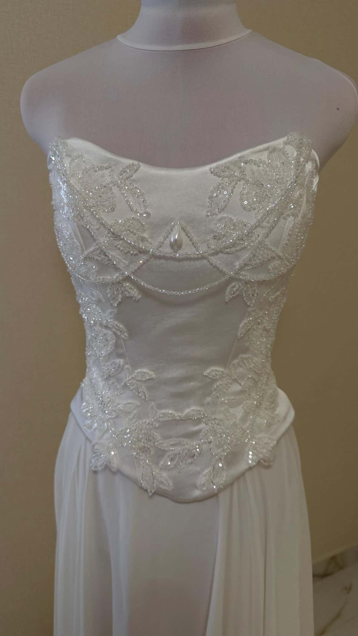 Vintage Floral Corset Wedding Dress, Two-Piece Chiffon A-Line Gown, Custom