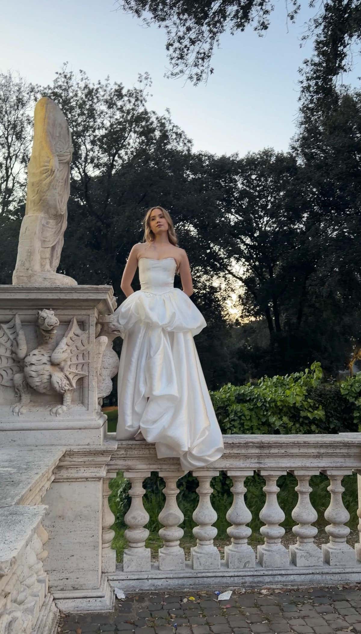 Two-Piece Wedding Dress, Strapless Corset A-Line Taffeta Gown, Custom Made