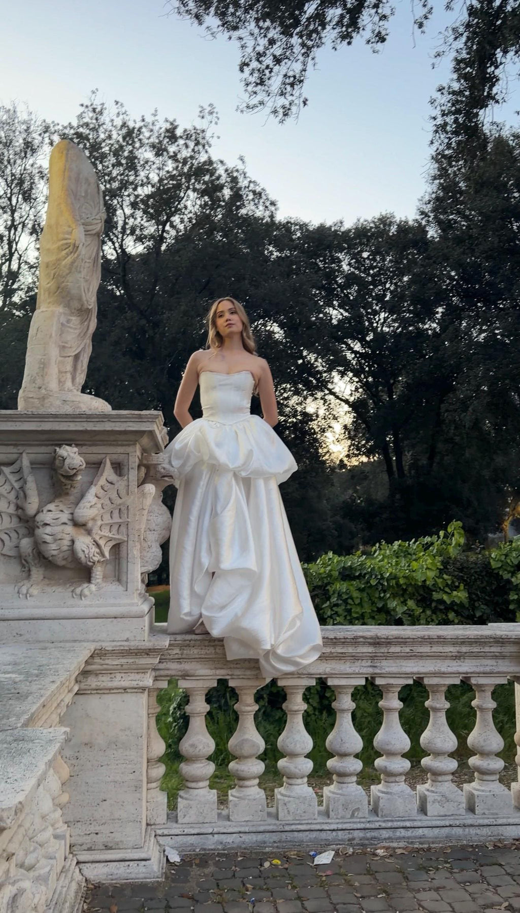Two-Piece Wedding Dress, Strapless Corset A-Line Taffeta Gown, Custom Made