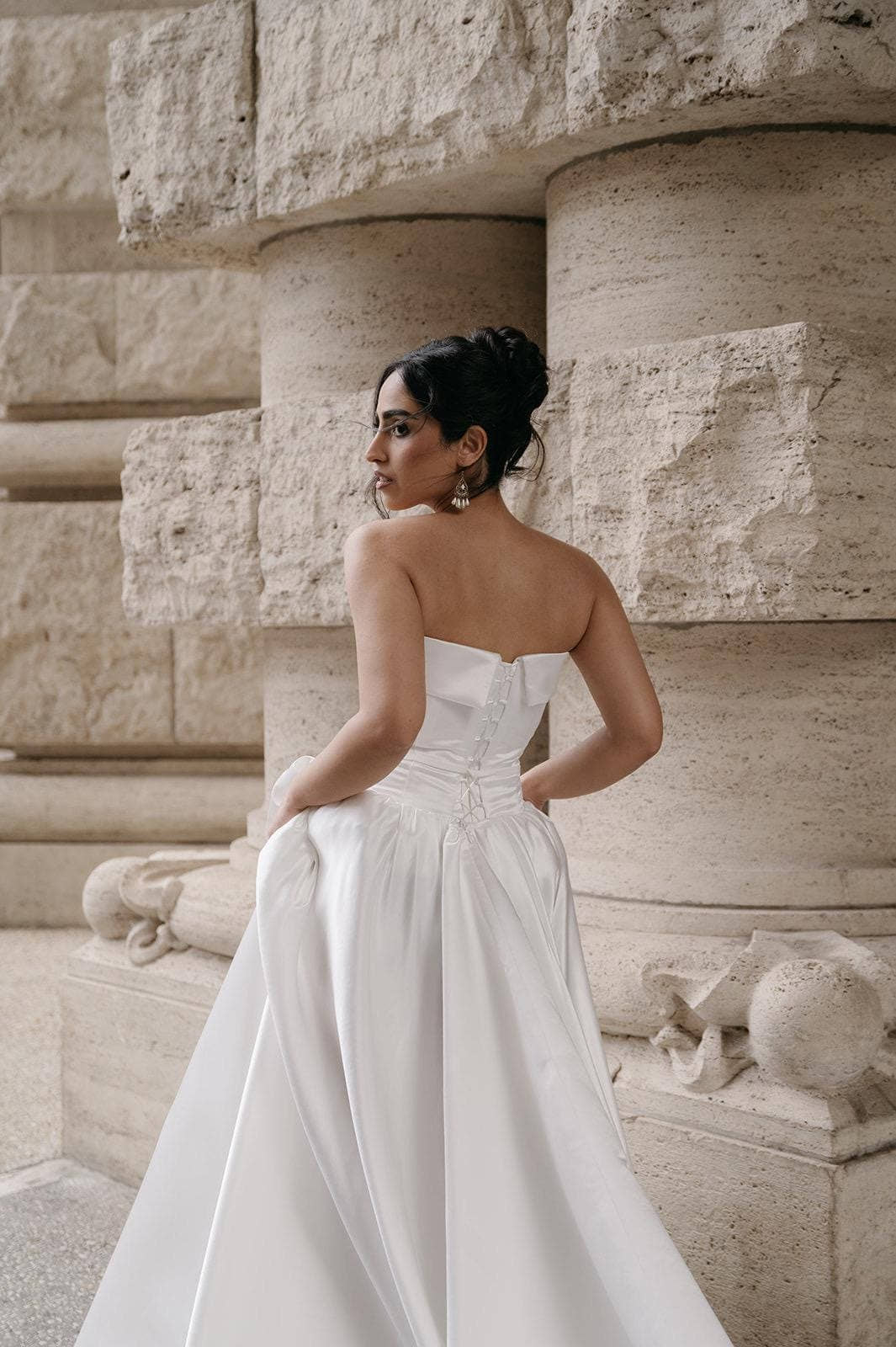 Plus Size Wedding Dress, Backless Satin A-Line Corset Gown, Custom Made