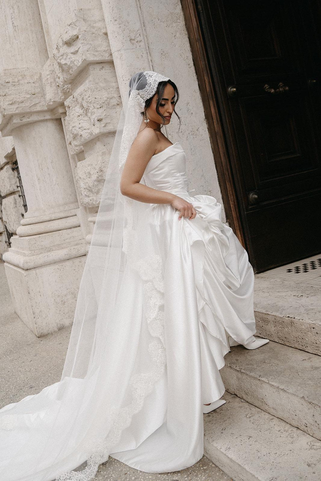 Plus Size Wedding Dress, Backless Satin A-Line Corset Gown, Custom Made