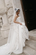 Plus Size Wedding Dress, Backless Satin A-Line Corset Gown, Custom Made
