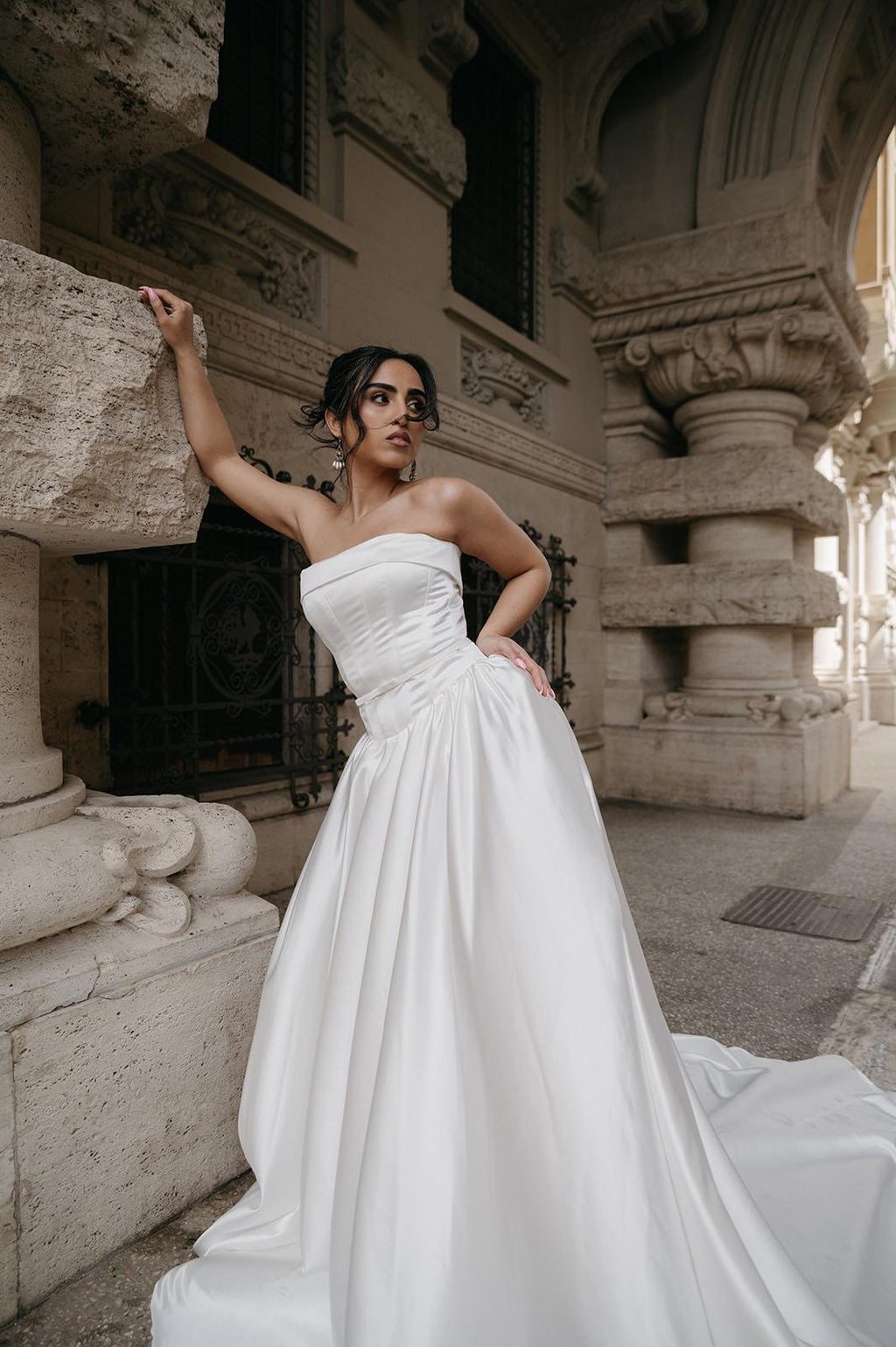 Plus Size Wedding Dress, Backless Satin A-Line Corset Gown, Custom Made