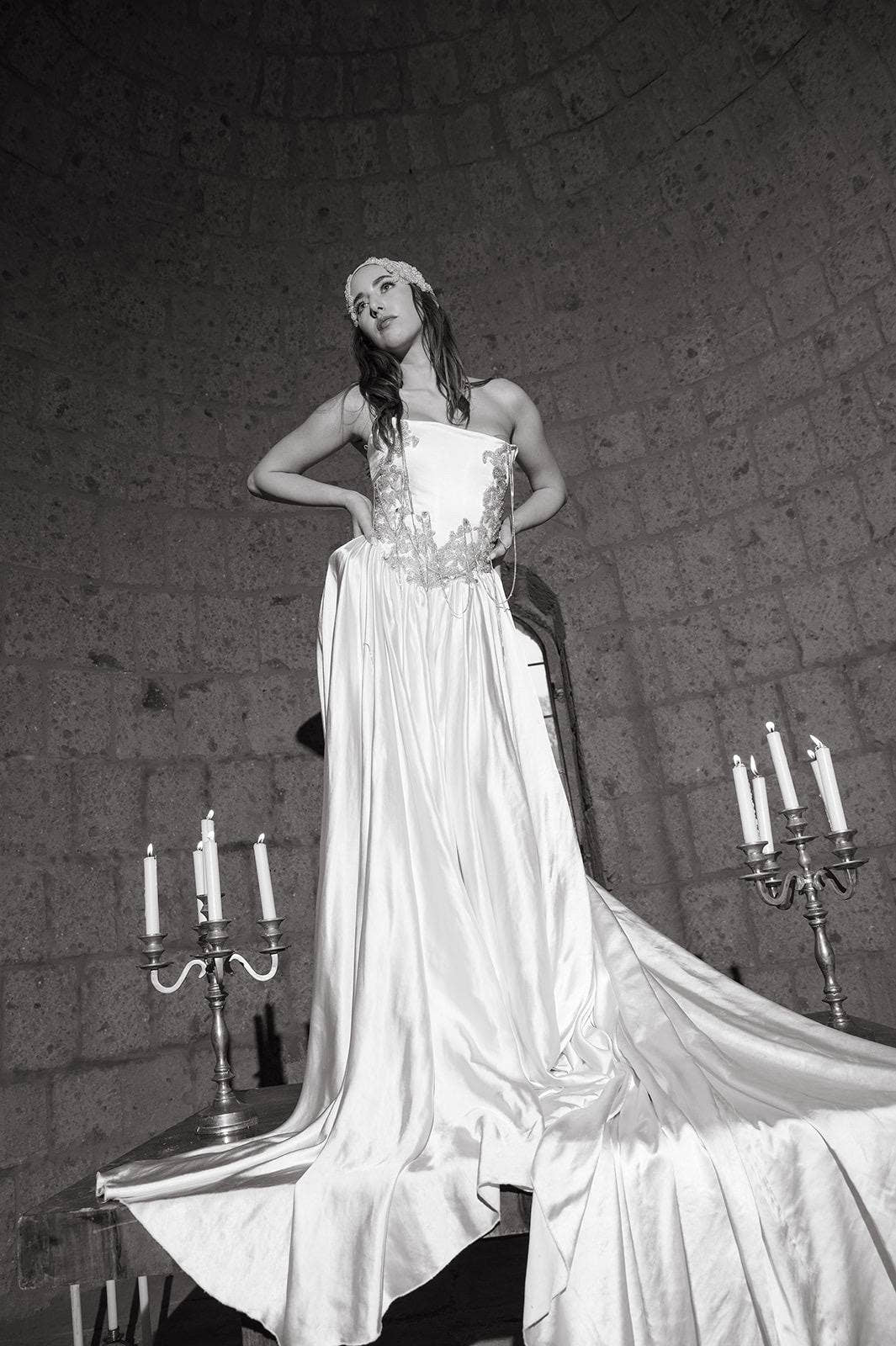 Ethereal Embroidered Wedding Dress, Vintage A-Line Bridal Gown, Custom