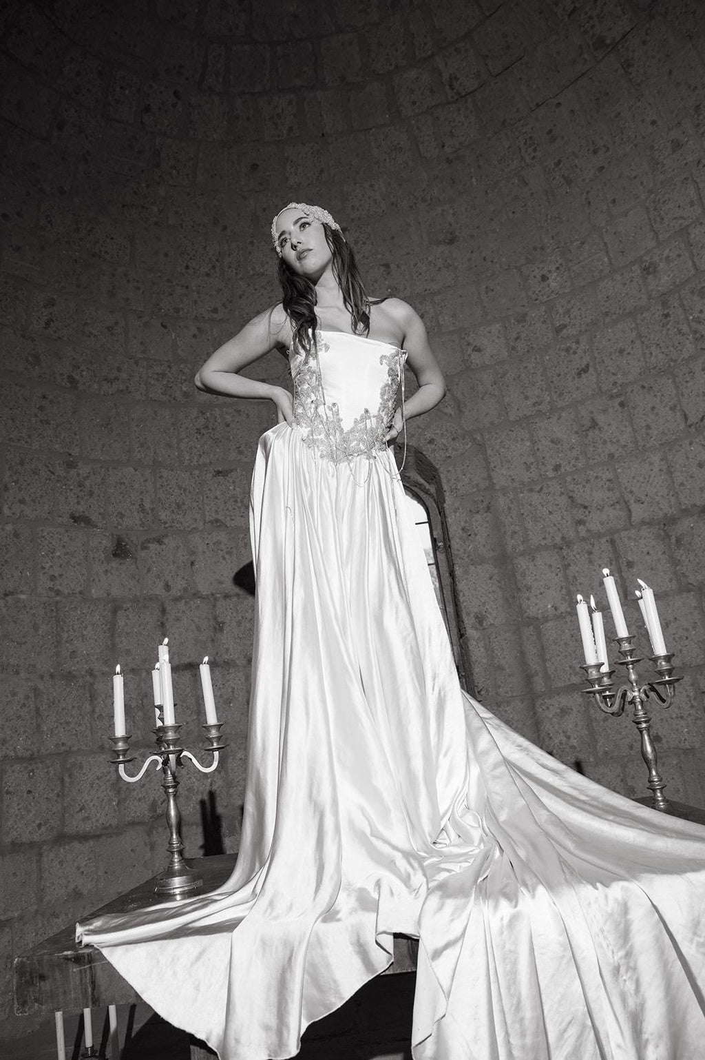 Ethereal Embroidered Wedding Dress, Vintage A-Line Bridal Gown, Custom