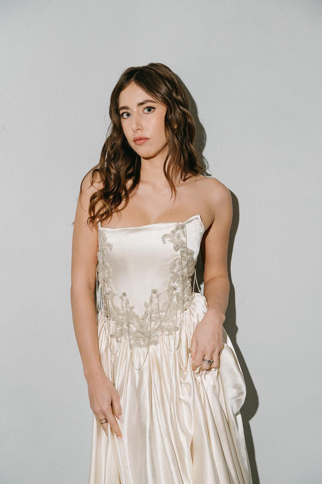 Ethereal Embroidered Wedding Dress, Vintage A-Line Bridal Gown, Custom