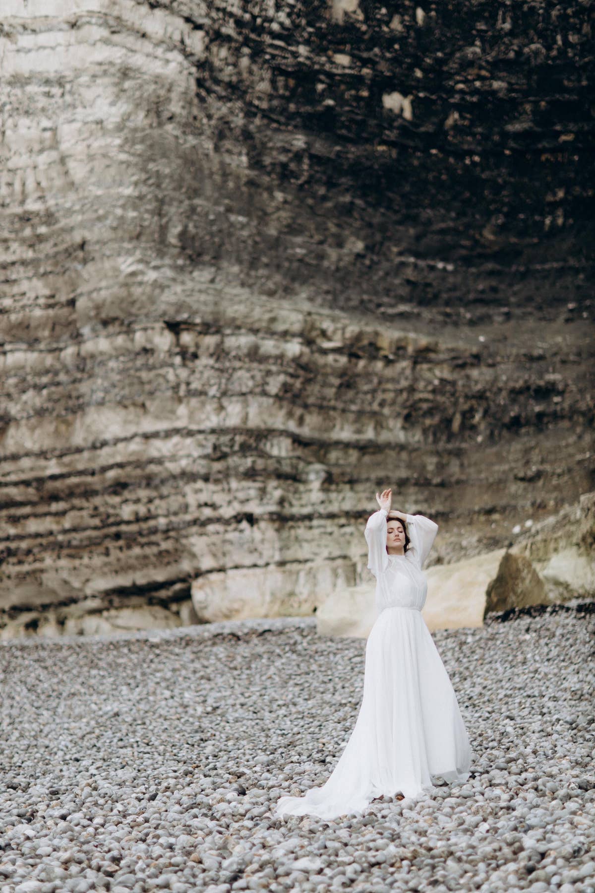 Modest Chiffon Boho Wedding Dress, Long Sleeve High Neck Bridal Gown, Custom