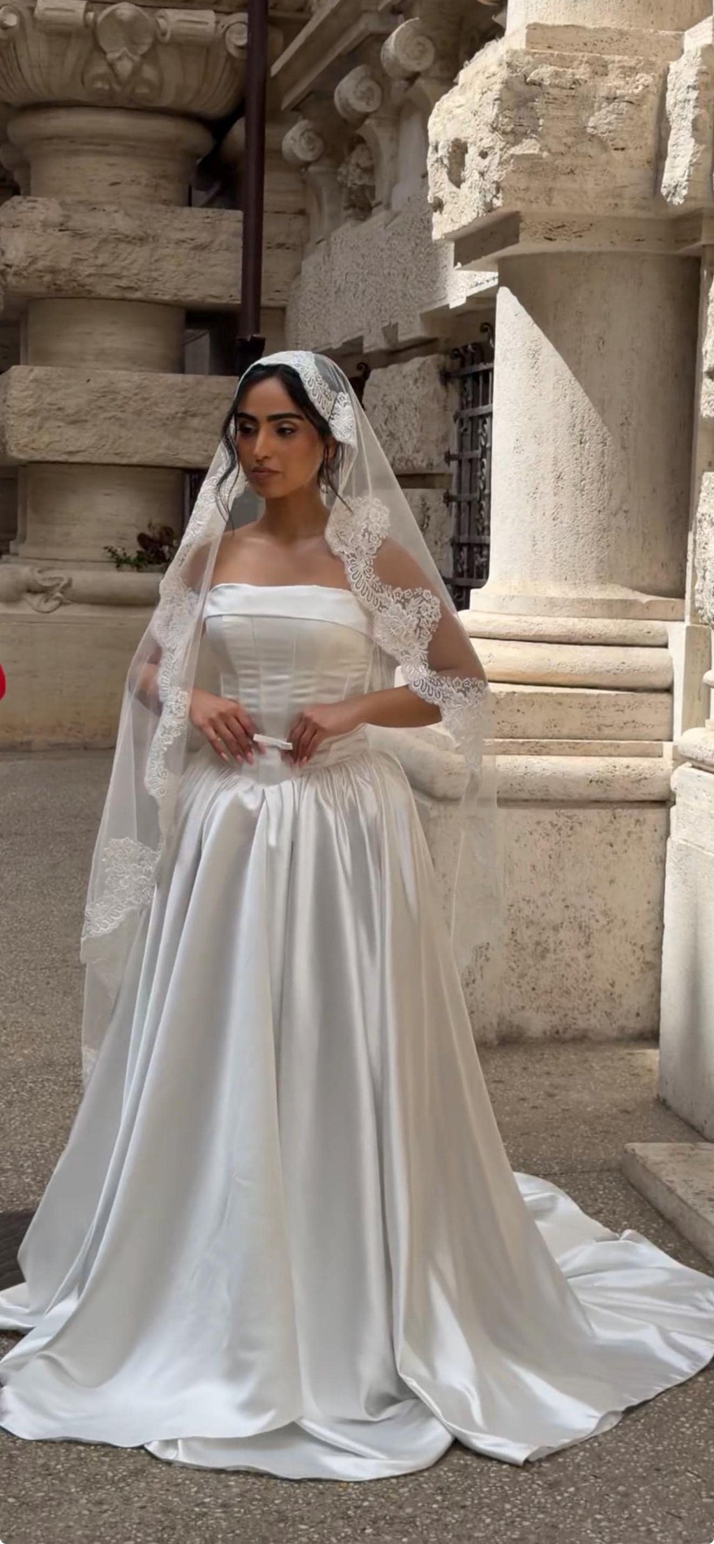 Plus Size Wedding Dress, Backless Satin A-Line Corset Gown, Custom Made