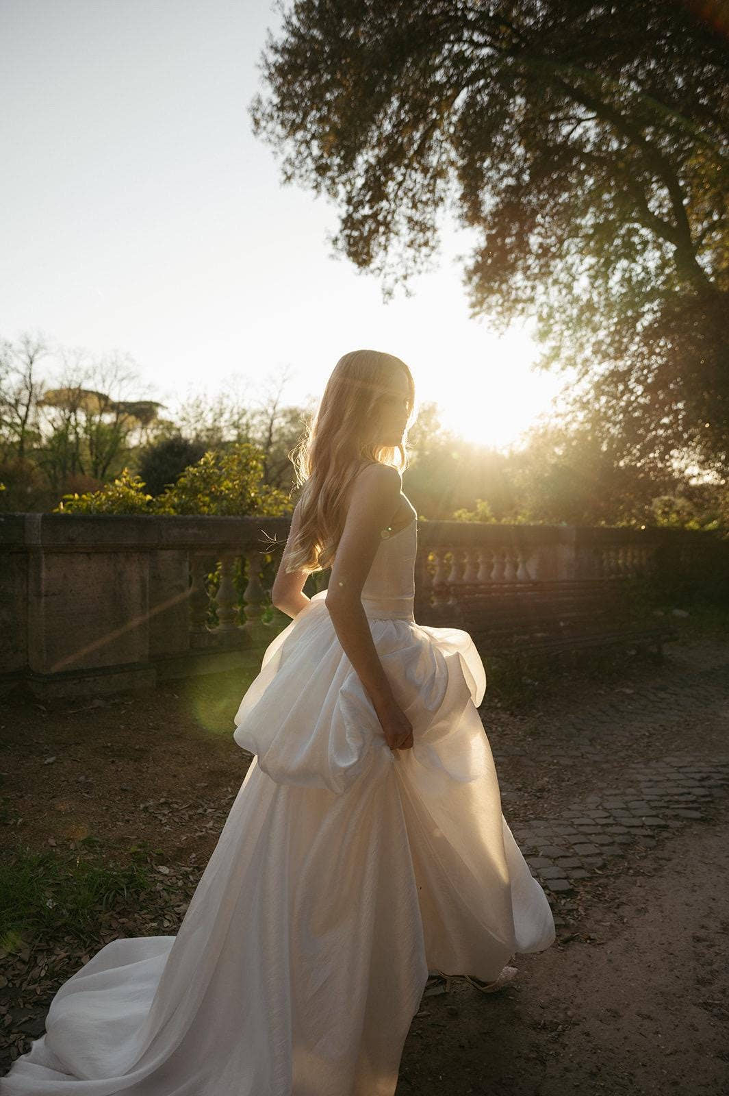Two-Piece Wedding Dress, Strapless Corset A-Line Taffeta Gown, Custom Made