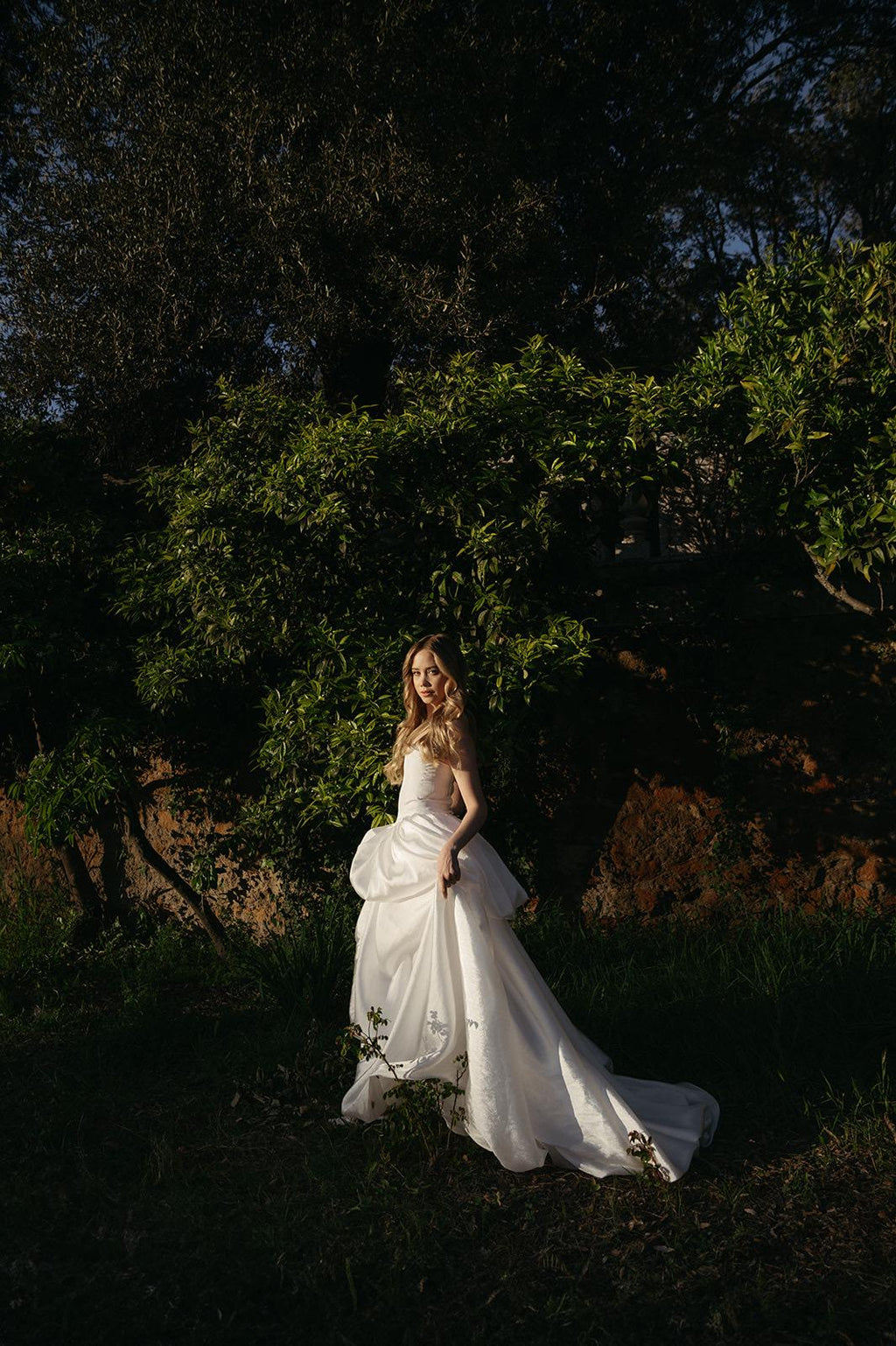 Two-Piece Wedding Dress, Strapless Corset A-Line Taffeta Gown, Custom Made