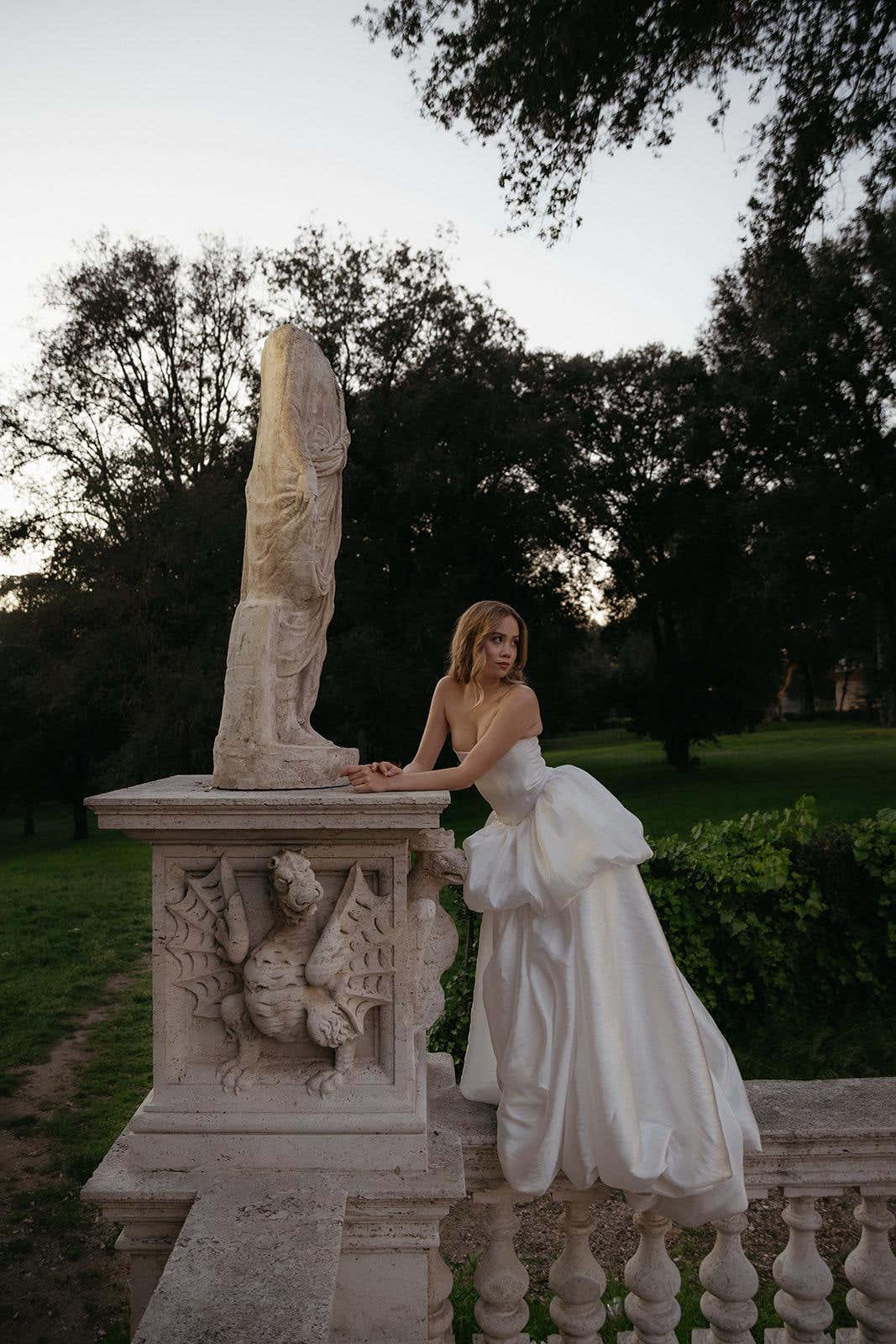 Two-Piece Wedding Dress, Strapless Corset A-Line Taffeta Gown, Custom Made