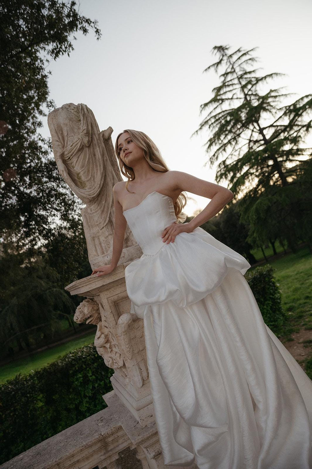 Two-Piece Wedding Dress, Strapless Corset A-Line Taffeta Gown, Custom Made