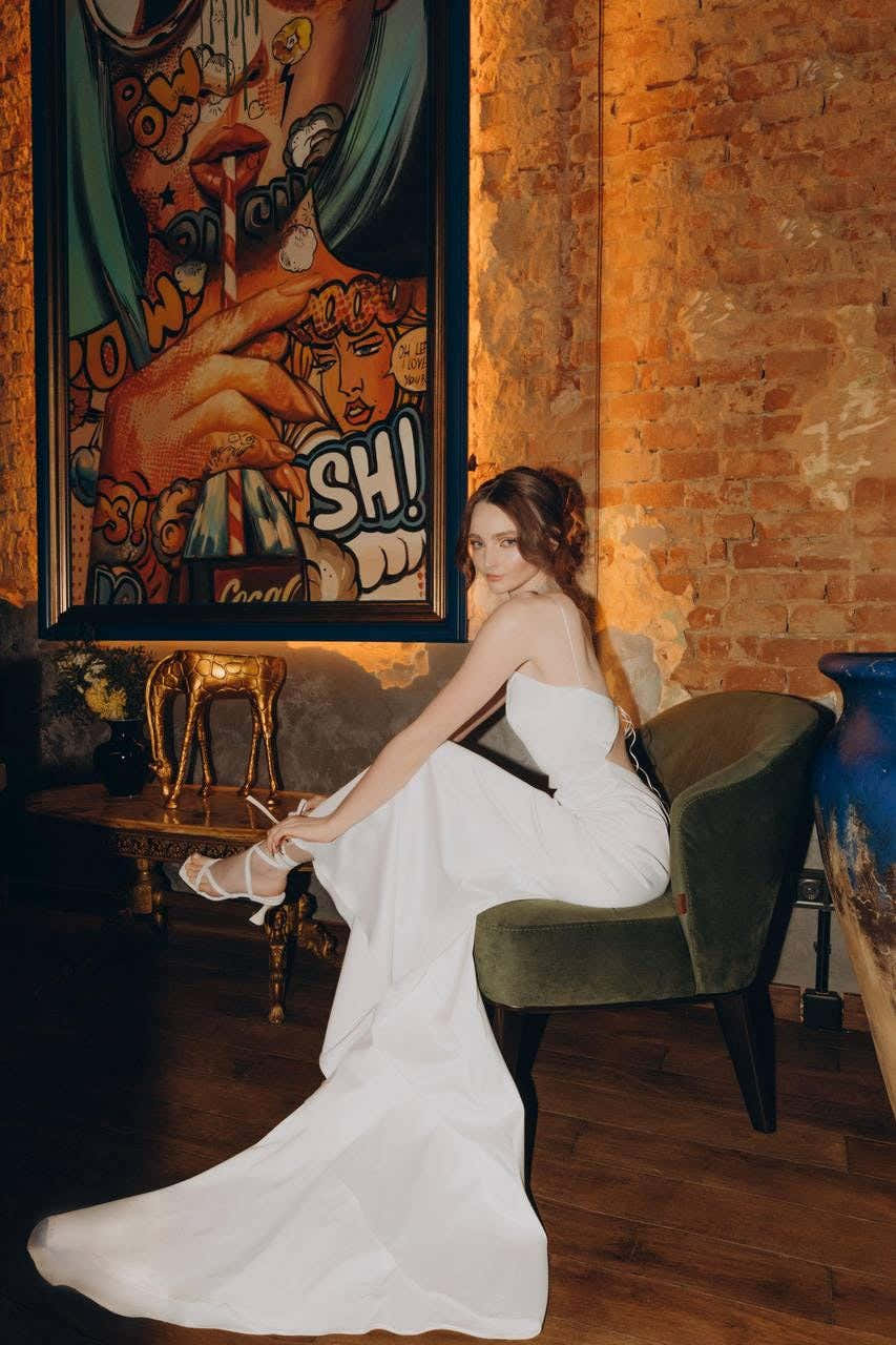 Mermaid Wedding Dress, Open Back Spaghetti Strap Satin Bridal Gown, Custom Made