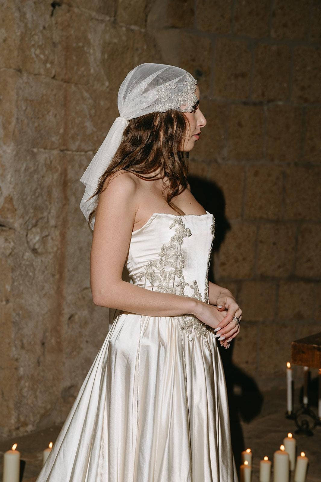 Ethereal Embroidered Wedding Dress, Vintage A-Line Bridal Gown, Custom