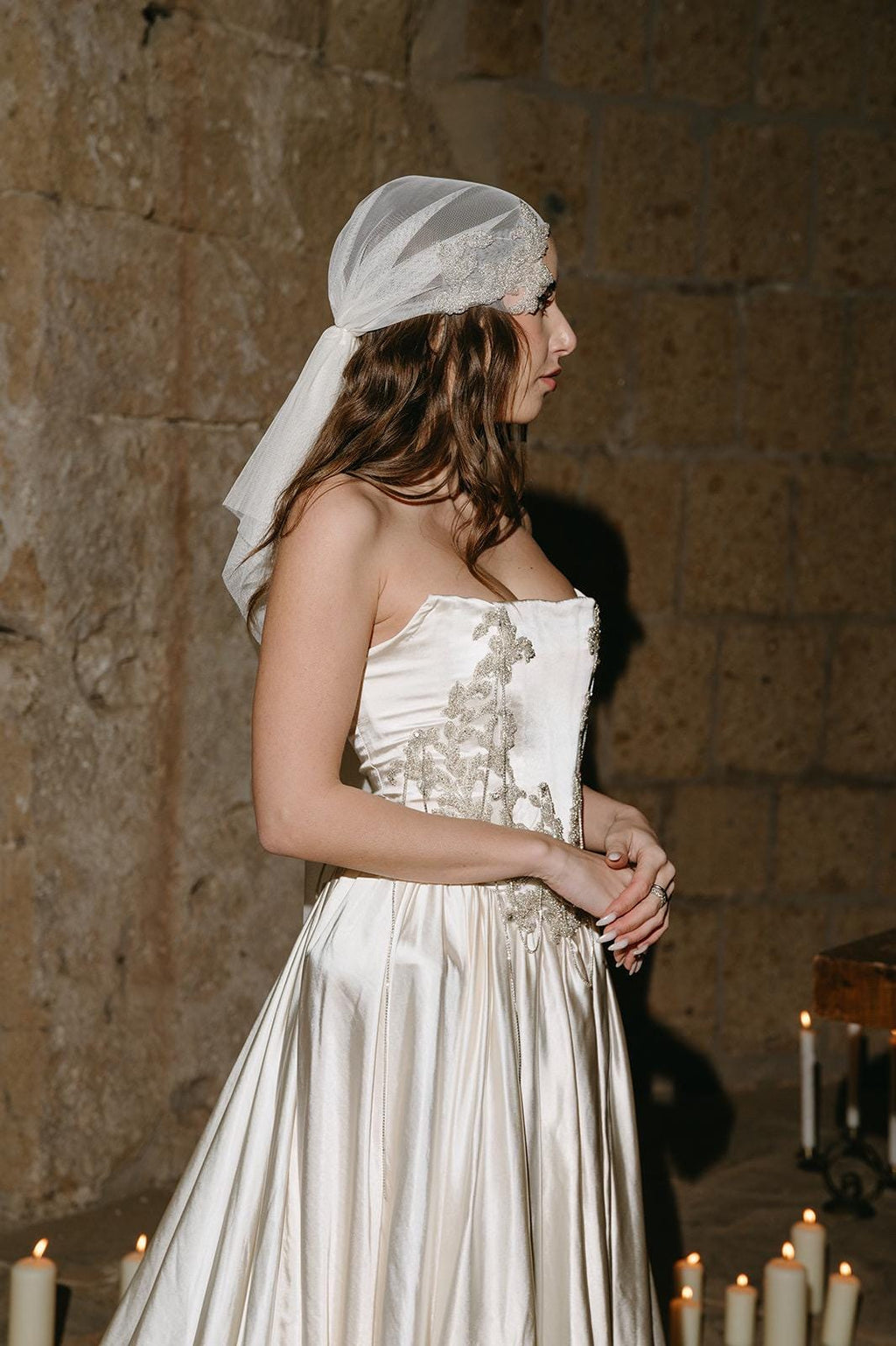Ethereal Embroidered Wedding Dress, Vintage A-Line Bridal Gown, Custom