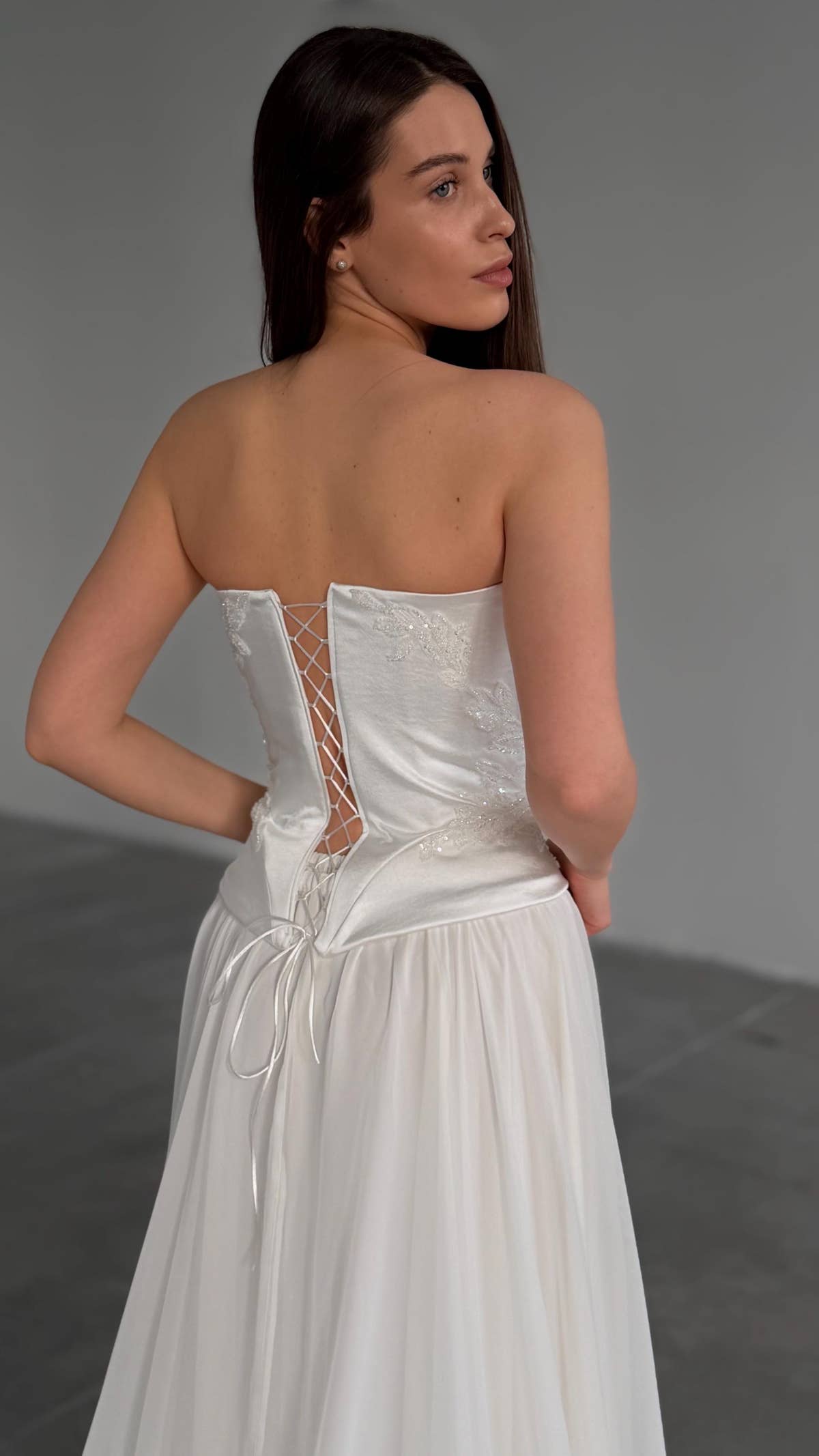 Embroidered Bridal Corset Top, Beaded Lace Bodice, Lace-Up Back, Custom
