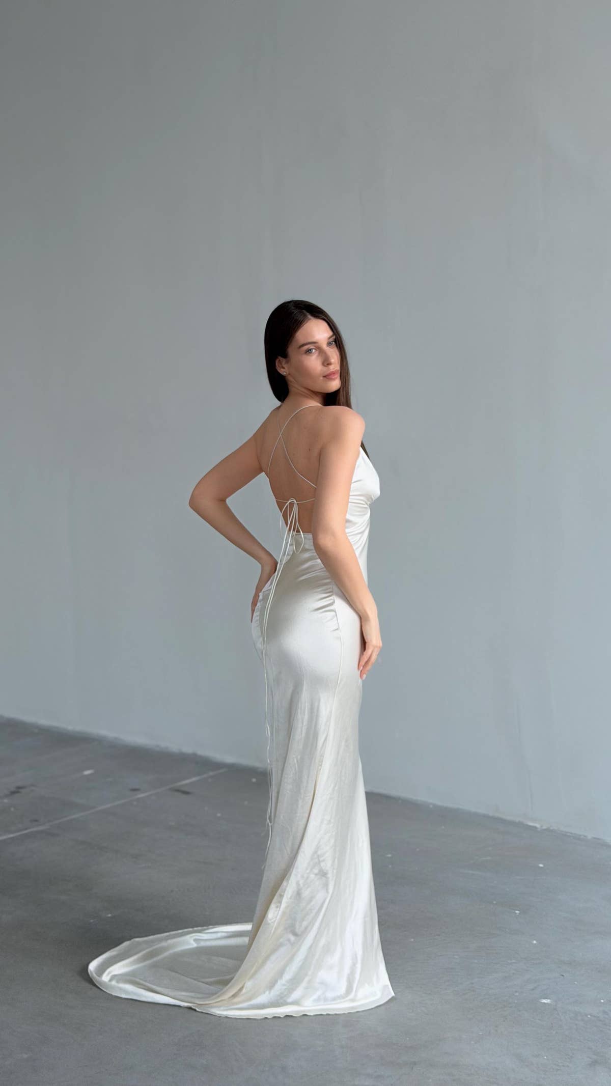 Feather Cape Wedding Dress, Mermaid Satin Slip Gown, Open Back, Custom