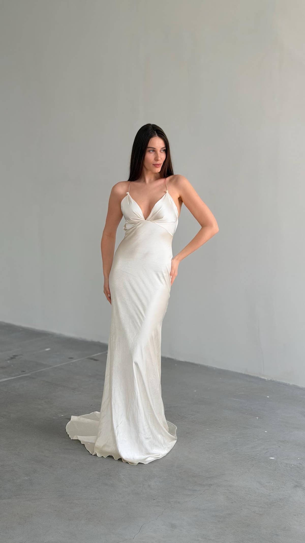 Feather Cape Wedding Dress, Mermaid Satin Slip Gown, Open Back, Custom