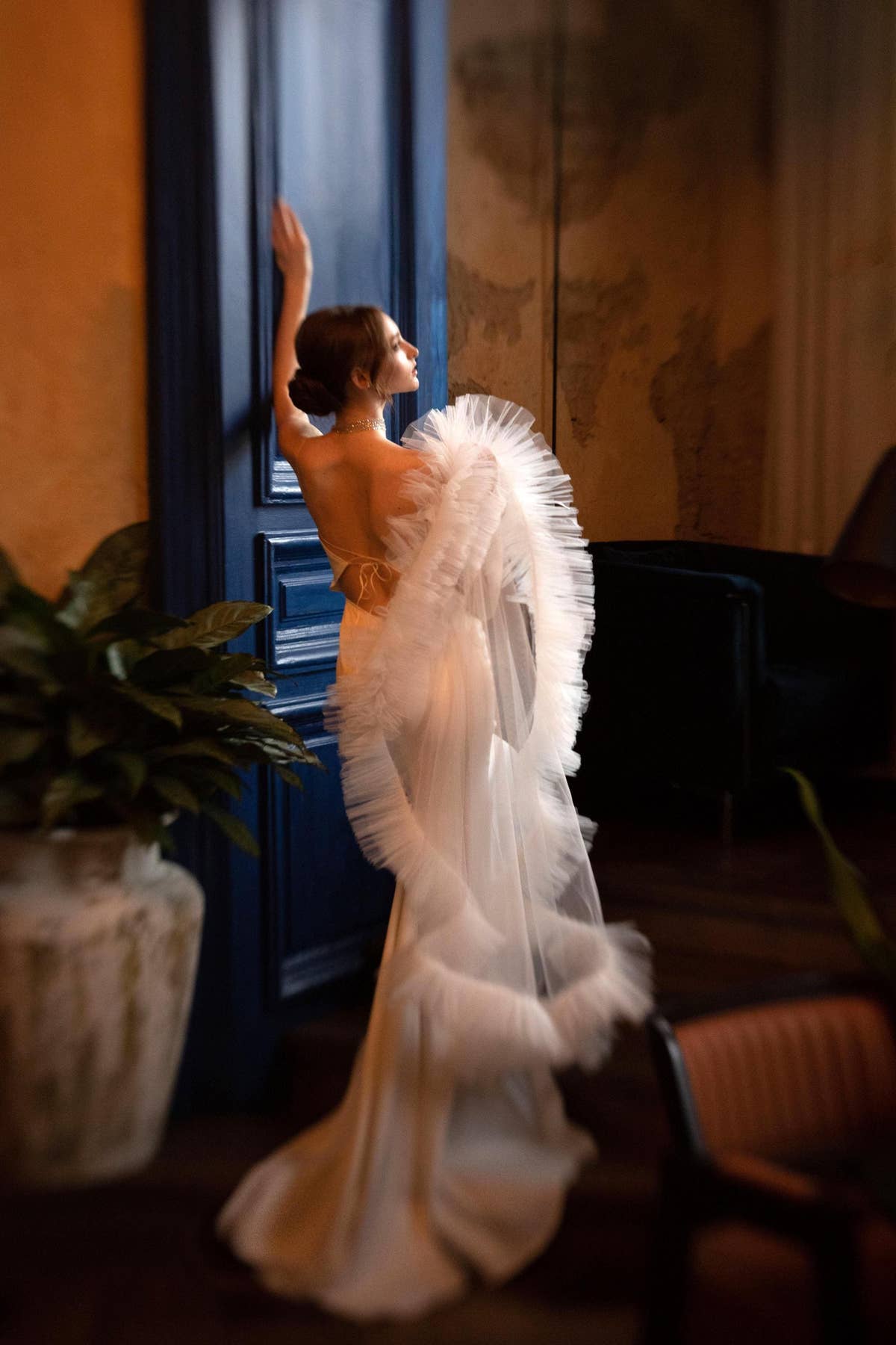 Mermaid Wedding Dress, Open Back Spaghetti Strap Satin Bridal Gown, Custom Made