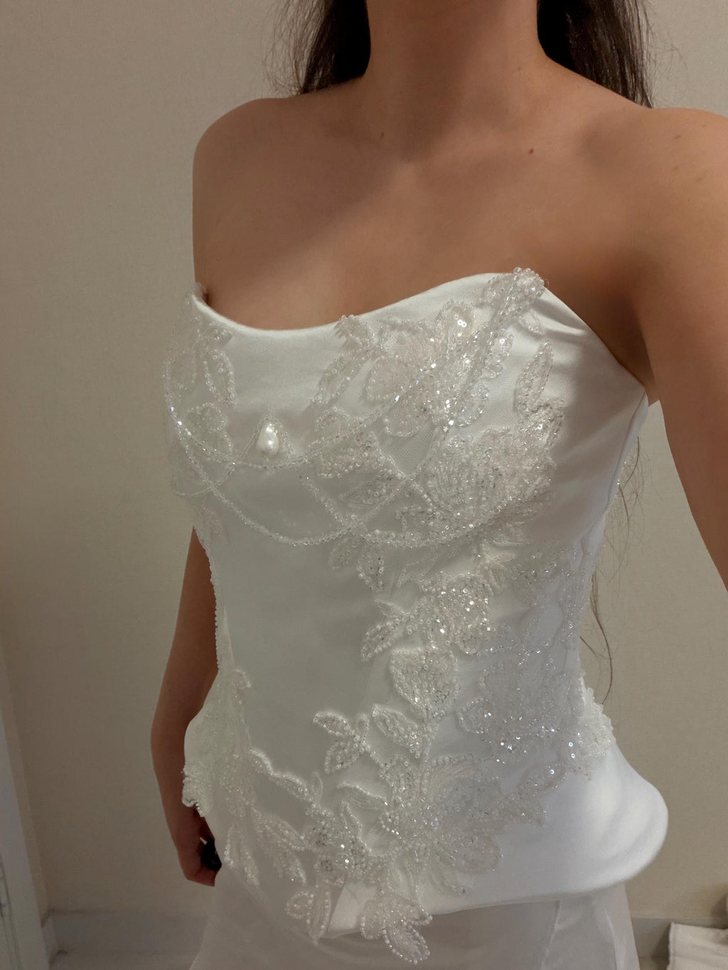 Embroidered Bridal Corset Top, Beaded Lace Bodice, Lace-Up Back, Custom