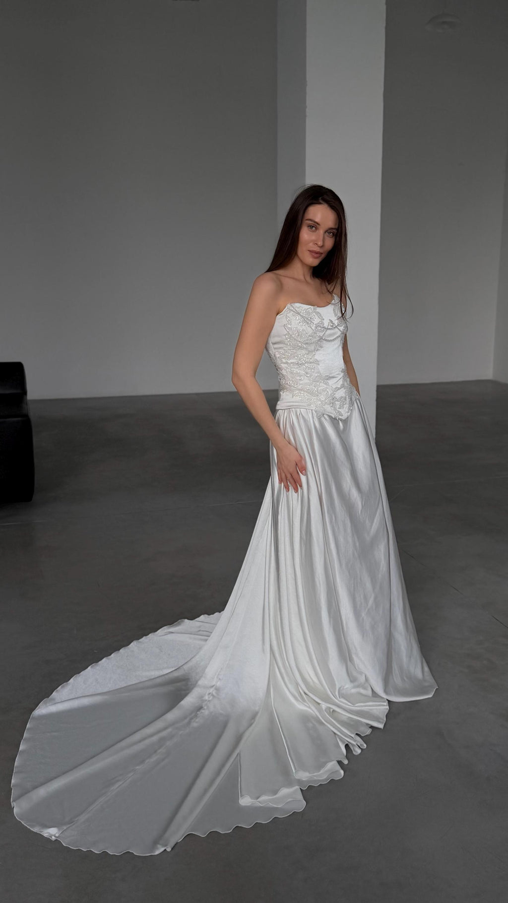 Beaded Lace Wedding Dress, Two Piece Satin Corset A-Line Gown, Custom Made