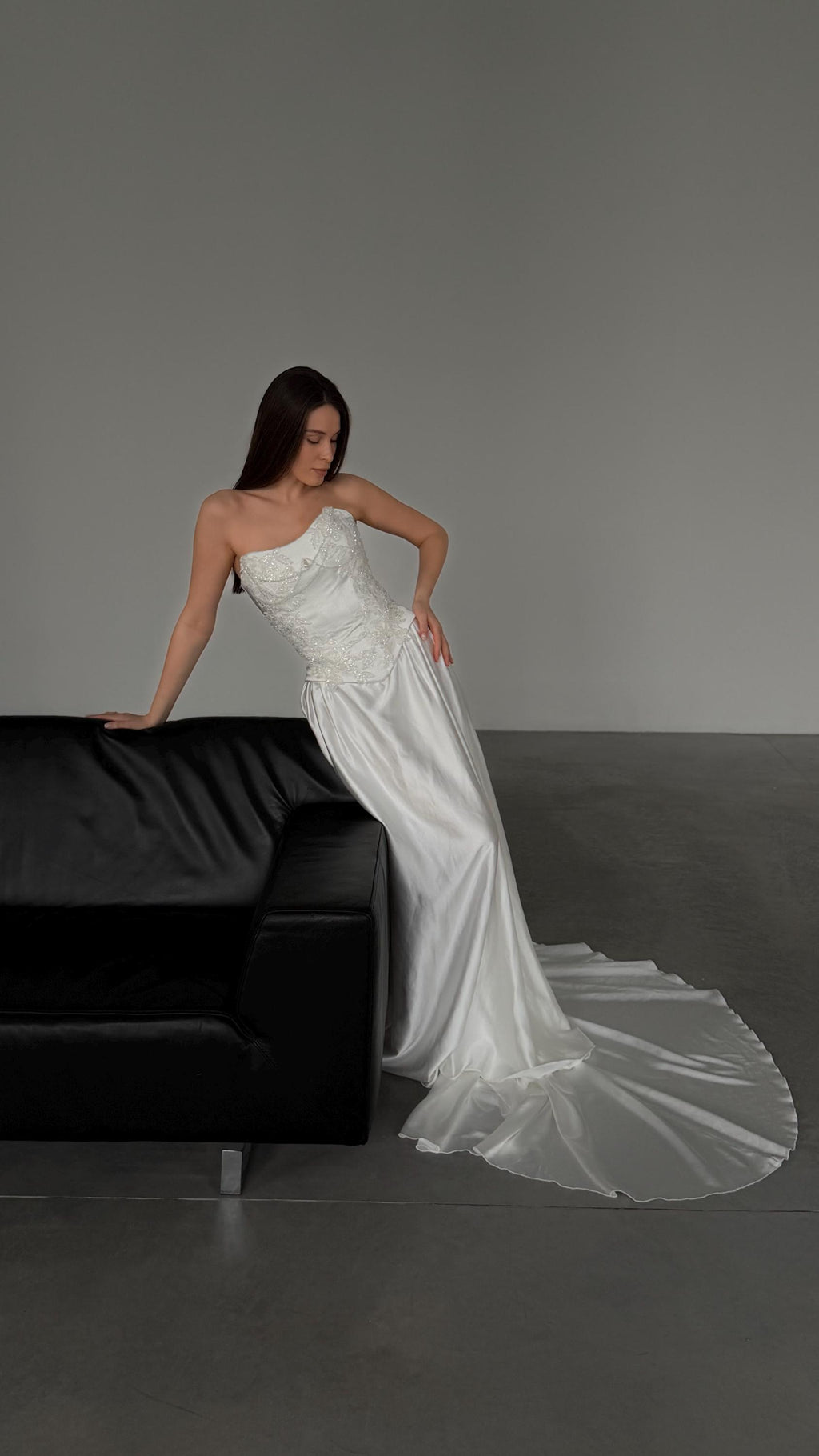 Beaded Lace Wedding Dress, Two Piece Satin Corset A-Line Gown, Custom Made