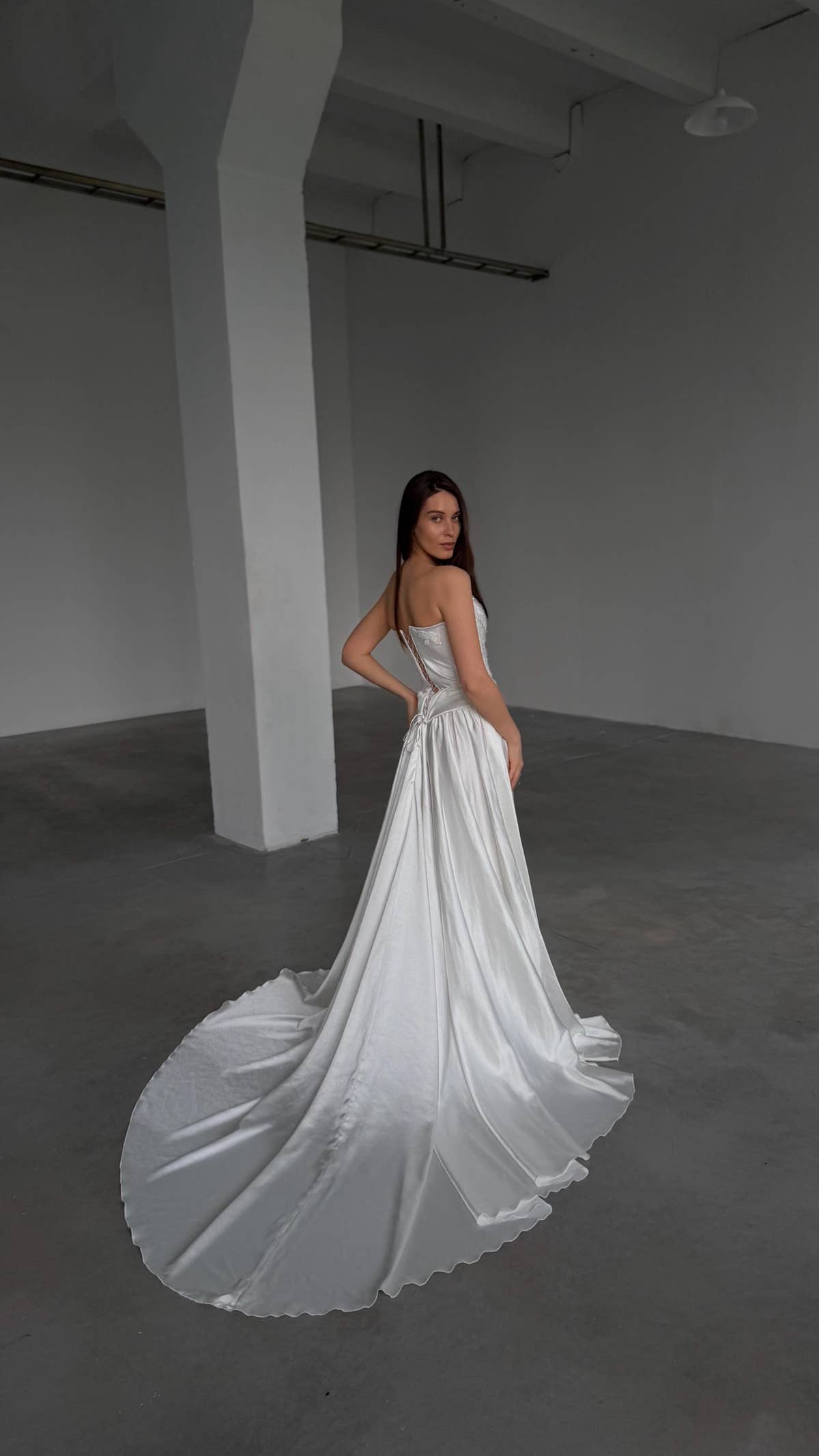 Beaded Lace Wedding Dress, Two Piece Satin Corset A-Line Gown, Custom Made