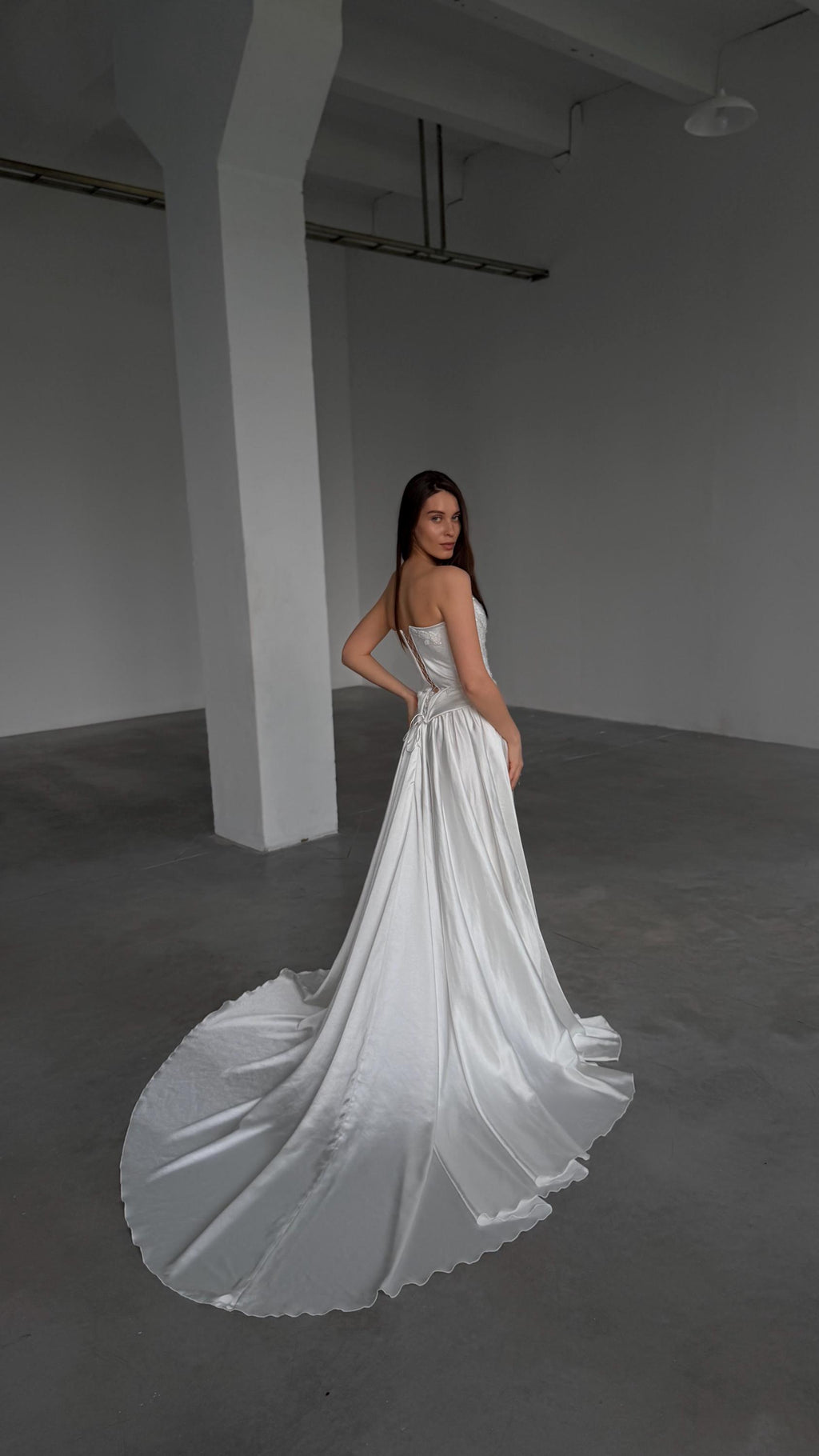 Beaded Lace Wedding Dress, Two Piece Satin Corset A-Line Gown, Custom Made